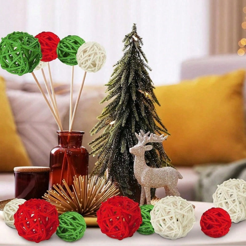 30 Pcs Christmas Rattan Wicker Balls (Vase & Bowl Fillers)
