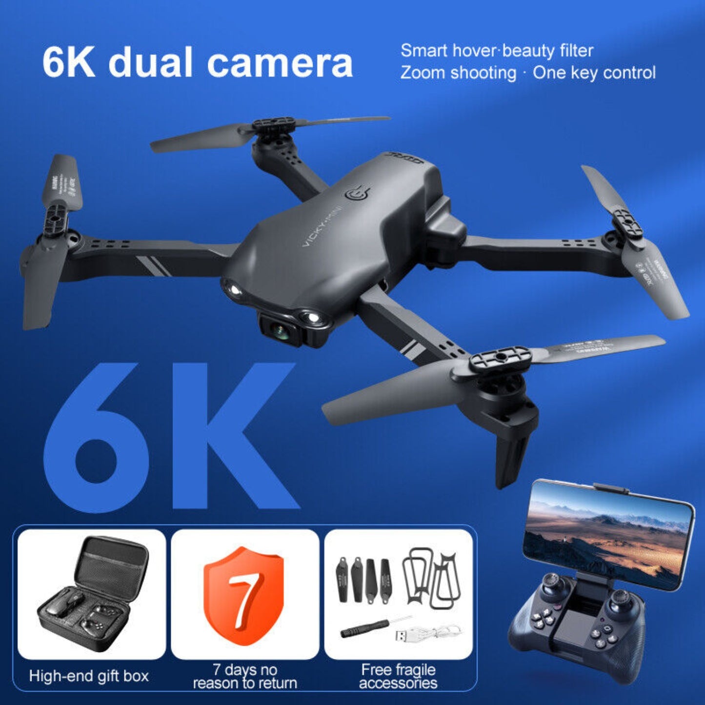 4DRC V13 RC Drone 6K HD Dual Camera Foldable Quadcopter