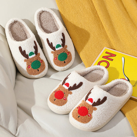 Christmas Elk Soft Winter Home Slippers