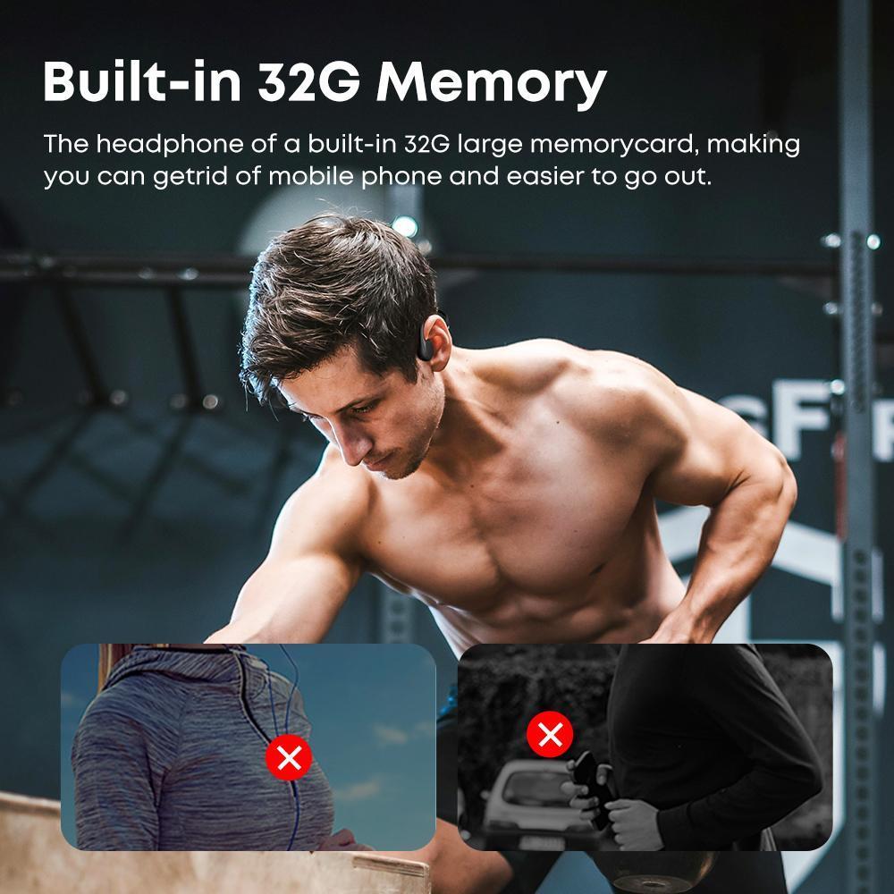 IPX8 Sports Wireless Earbuds Stereo Bone Conduction Headphone