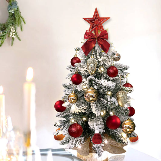 2FT Mini Tabletop Christmas Tree (Flocked Snow & Lights)