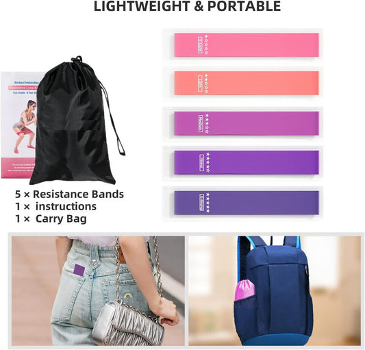 Resistance Loop Exercise Bands, Set Of 5