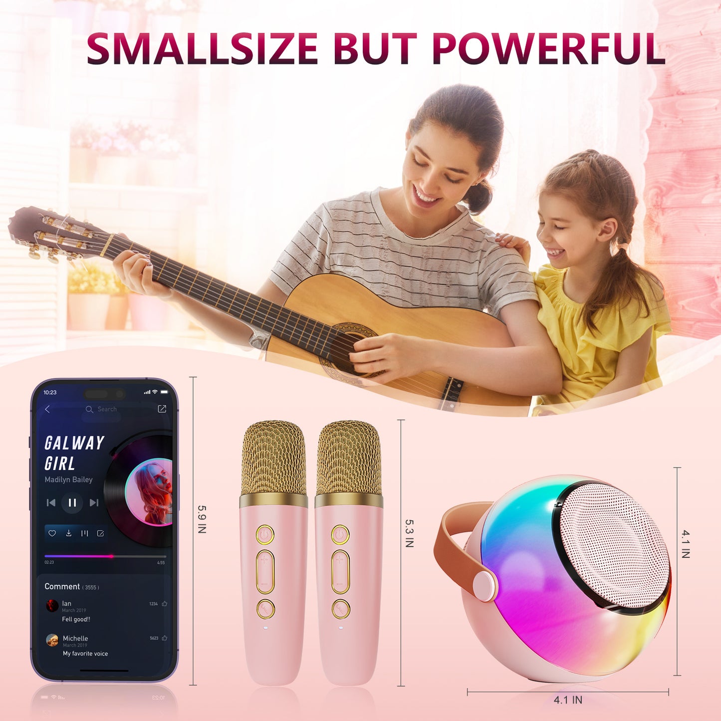 D25 Mini Karaoke Machine With Dazzling Lights And Wireless Microphones