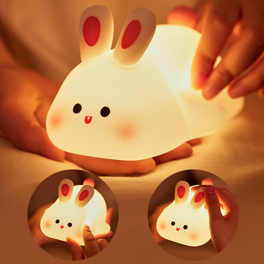 Cute Big Face Rabbit Silicone LED Night Light (Touch Sensor)
