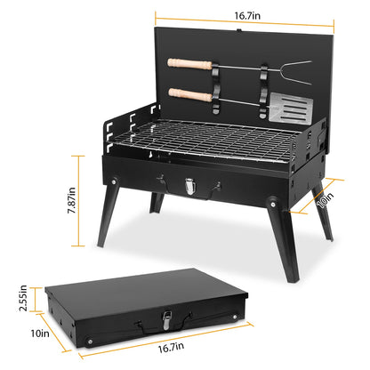 16.7x10x17.7 in Foldable Portable Charcoal Grill