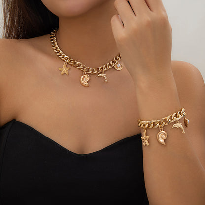 Boho Conch Dolphin Starfish Necklace Bracelets