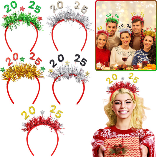 5 Packs Christmas & New Year Tinsel Headbands