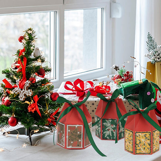 20 Pcs Christmas Paper Treat Boxes with Ribbons