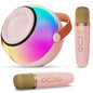 D25 Mini Karaoke Machine With Dazzling Lights And Wireless Microphones