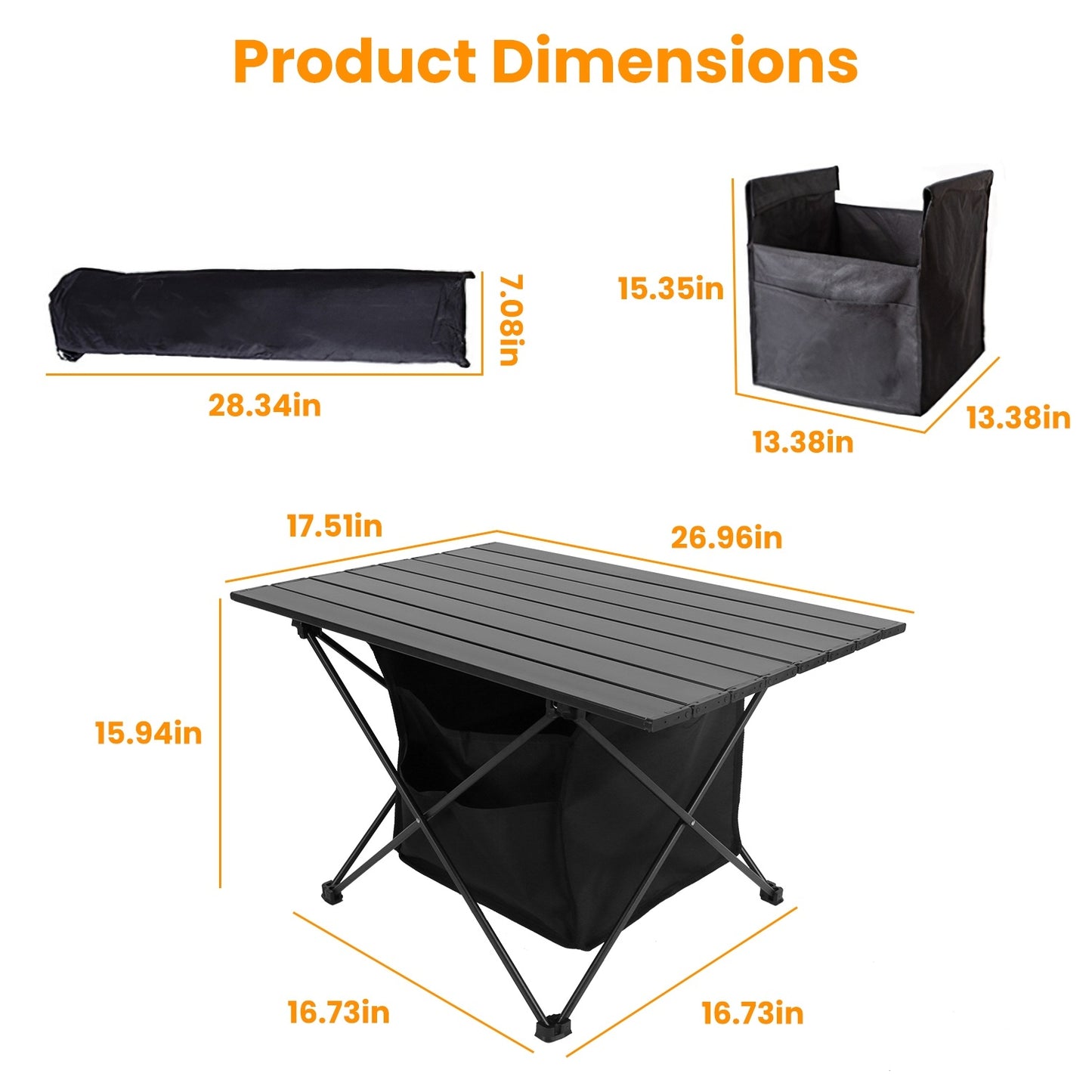 Foldable Rustproof Portable Aluminum Camping Table With Carrying Bag