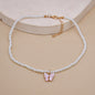 Elegant White Pearl Choker Necklace Round Pearl Wedding Butterfly Necklace