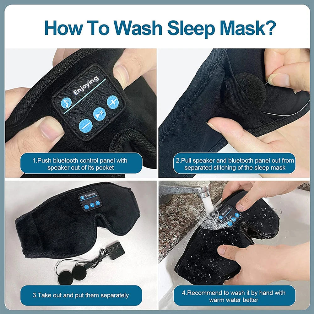 Deep Sleep Comfort System – Bluetooth 5.0 Eye Mask, Soft Memory Foam & 100% Blackout
