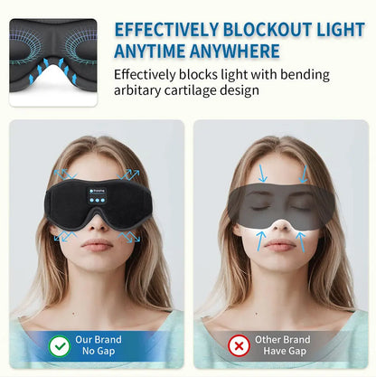 Deep Sleep Comfort System – Bluetooth 5.0 Eye Mask, Soft Memory Foam & 100% Blackout
