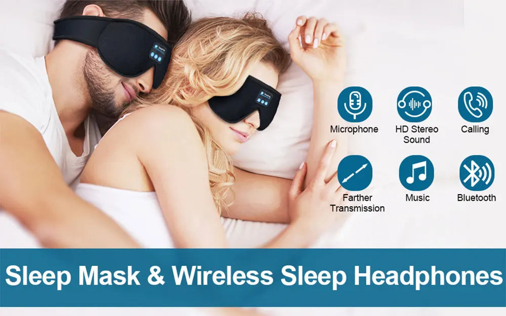 Deep Sleep Comfort System – Bluetooth 5.0 Eye Mask, Soft Memory Foam & 100% Blackout