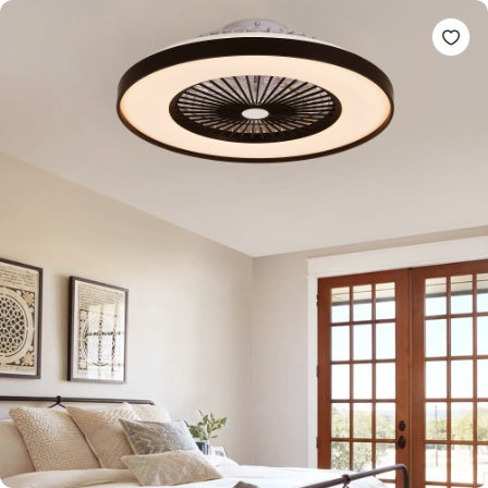 23 Inch Black Ceiling Fan Light With LED RGB Dimmable & Color Changing