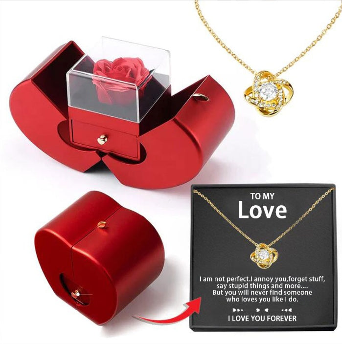 Necklace Eternal Rose With Jewelry Box