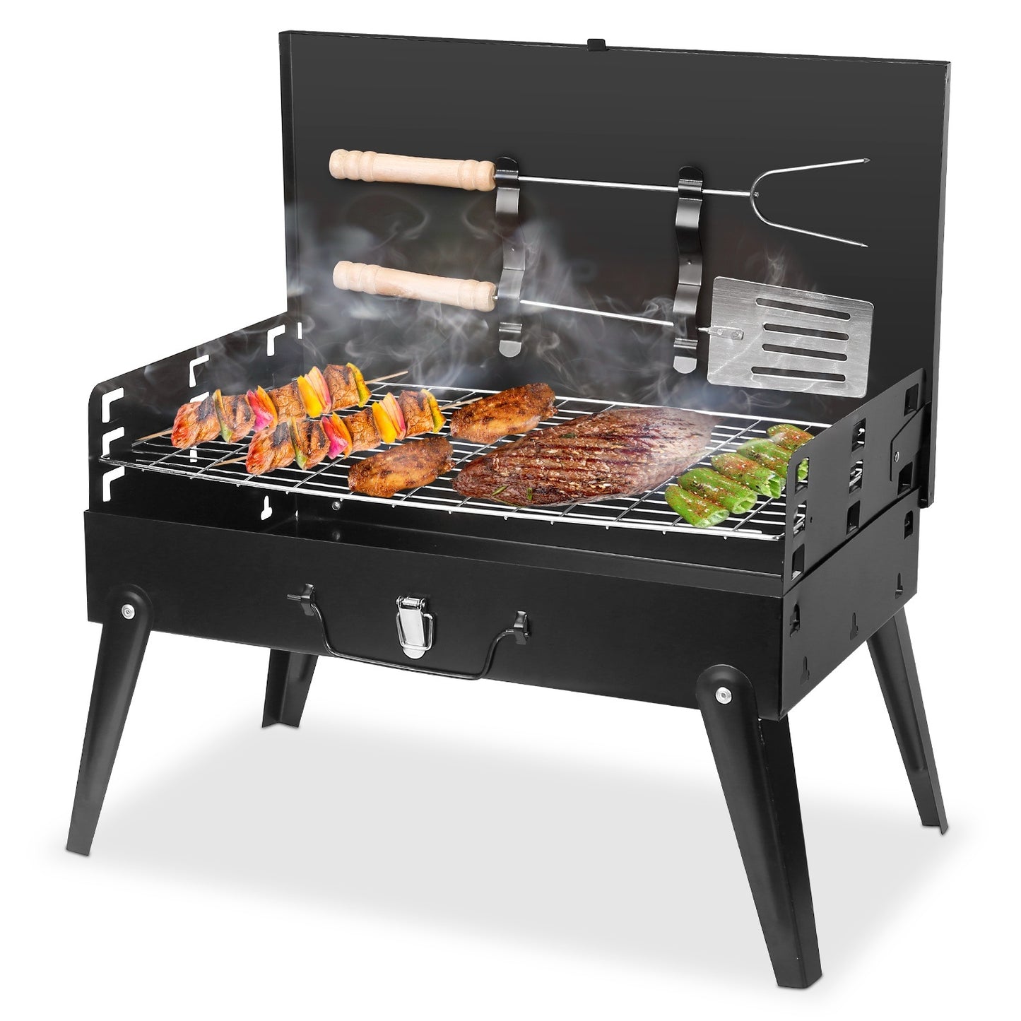 16.7x10x17.7 in Foldable Portable Charcoal Grill