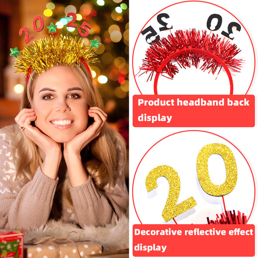 5 Packs Christmas & New Year Tinsel Headbands